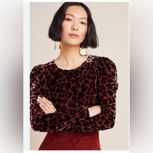 Dolan/Anthropologie Velvet Leopard Print Top